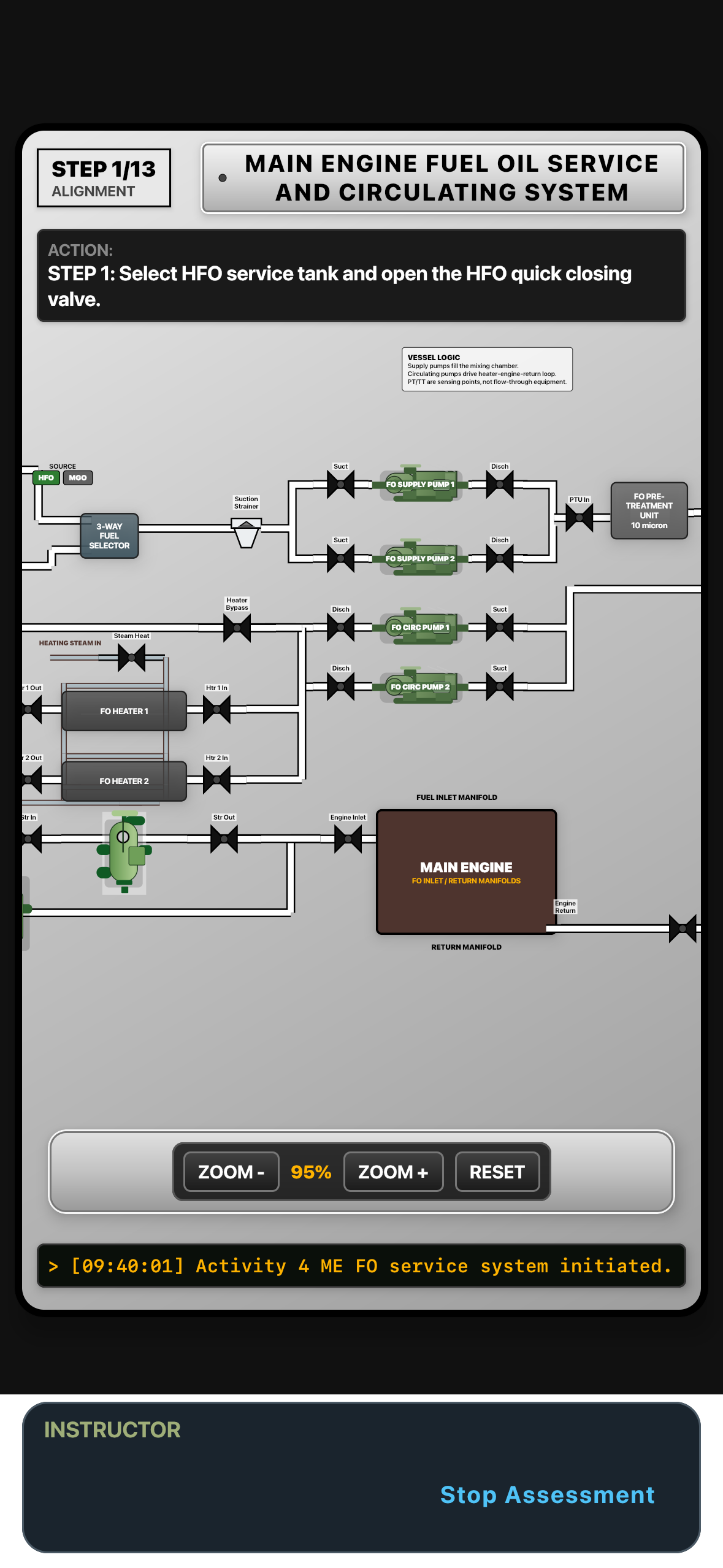Main engine fuel oil service system diagram